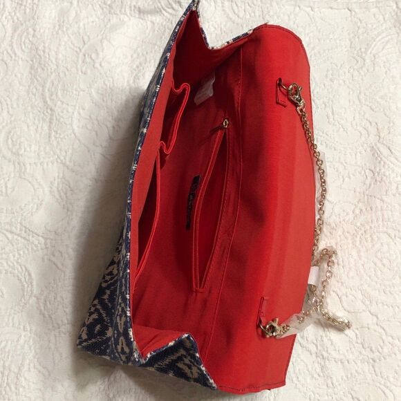 NWOT! JustFab Aaron Clutch Crossbody Purse Embellished Embroidered Design - Picture 7 of 10